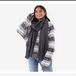 Lucky Brand Wide Fringe Solid Brushed Scarf NWT